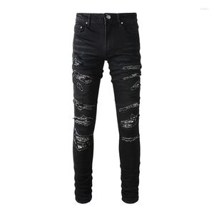 Jeans de hombre Pantalones de mezclilla desgastados negros Skinny Ripped High Quality Streetwear Slim Denim