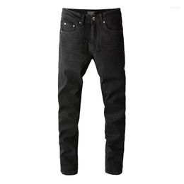 Jeans pour hommes Noir Distressed Slim Fit Regular Blank Streetwear Fashion Style Plain Super Skinny High Stretch Ripped