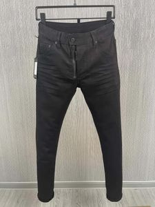 Jeans masculin Black False Zipper Scratch Fashion Pantalon Pantalon 9889 #