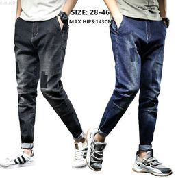 Heren Jeans Zwarte Jeans Mannen Big Size Heren Denim Vaqueros Hombre Jens Mode Uomo Blauwe Broek Hiphop Slim Fit Stretch Erkek Kot Pantolon Roupas L230724