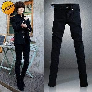 Jeans pour hommes Noir Micro Élastique Skinny Hommes Adolescents Casual Pantalon Crayon Coton Mince Garçon Beau Pantalon Hip Hop 28-34 240305