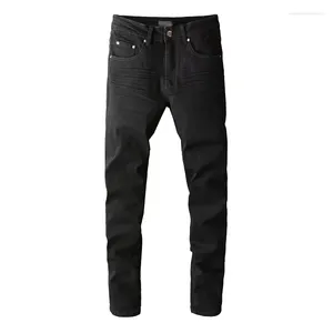 Jeans masculins noirs en détresse des hommes High Streetwear Stretch Skinny Ripped Blank est livré avec des étiquettes d'origine
