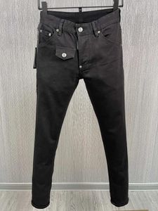 Jeans pour hommes noir simplicité fermeture éclair mode crayon pantalon 9888 #