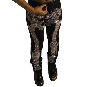 Heren jeans zwarte rekbare mager slanke fit boorbrief punk streetwear biker broek man denim potloodbroek y2k 221202