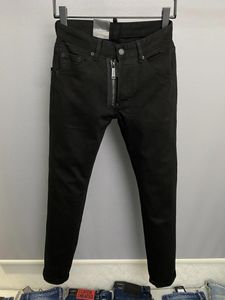 Jeans pour hommes Black Zipper Hole Scratch Fashion Crayon Pantalon 9829 #