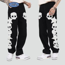 Mannen Jeans BLACKAIR schedels patroon baggy jeans skelet borduren voor mannen hiphop high street y2k heren 230625