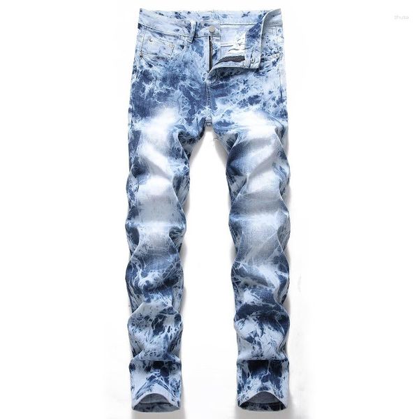 Jeans para hombres Moda azul Plisado Viejo Denim Nostálgico Pulido Pantalones blancos Pantalones de talla grande 2023 Stretch
