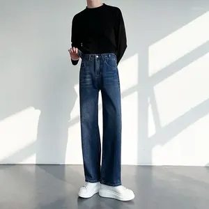 Jeans masculin pantalon de cowboy masculin bleu pantalon de travail pantalon avec des poches recadrées pour les hommes 2024 coréen automne coton décontracté goth oversize kpop