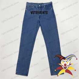 Jeans Men's Jeans Blue Vetements Jeans Men Women 1 1 La mejor calidad de la etiqueta bordada del parche veterinario Jeans pantalón T230707