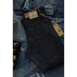 Jeans para hombres BOB DONG 15oz Selvedge Denim Mid Cintura alta Pantalones rectos para hombre Botón