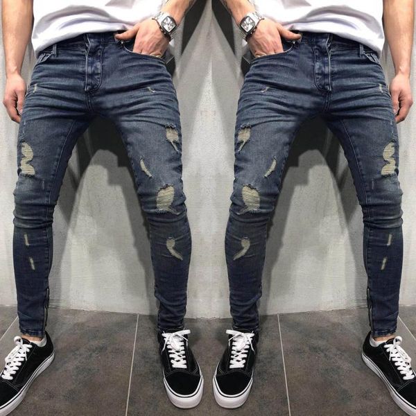 Jeans para hombres culturismo para hombre para hombres longitudes deportivas pantalones de mezclilla de mezclilla