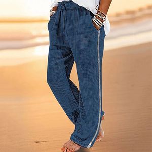 Jeans voor heren Boheemse stijl Casual broek Heren Vintage geplooid katoen-linnen dunne broek Herfst Herenkleding Mode Rechte broek met ritssluiting aan de zijkant 231122