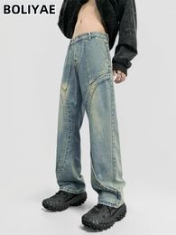 Heren Jeans Boliyae Baggy Mannen Vintage Designer Hip Hop Losse Denim Broek Mannelijke Y2k Punk Streetwear Originele Casual Wijde Pijpen Broek