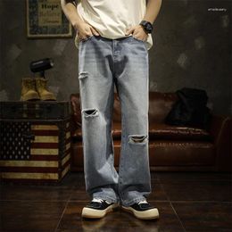 Jeans masculin Boys Fashion Loose Lot Land Brand Planctton Pantalon Fried Street Retro Men Wash Wash Water pour faire de vieux Ripped