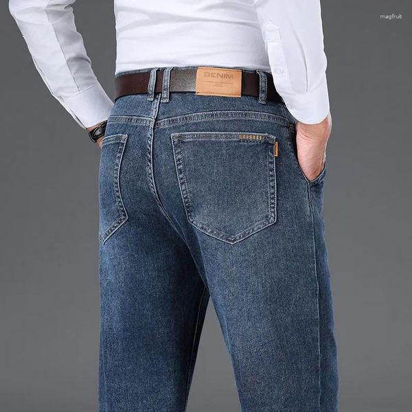 Jeans pour hommes marque coton pantalon en denim ample haute qualité vêtements classiques salopette pantalon droit pour hommes bleu