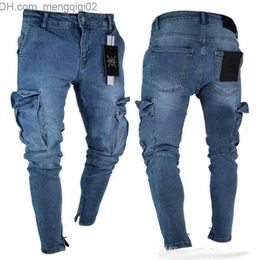 Dżinsy męskie Brand New Mens Jeans Udzielenie Ripped Biker Jeans Slim Fit Motocyklowe Biker Denim Jeans Projektant Mody Spodnie Z230706
