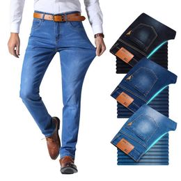 Heren jeans broer Wang Classic Style Men Brand Jeans Business Casual Stretch Slim denim broek lichtblauwe zwarte broek mannelijk 230303