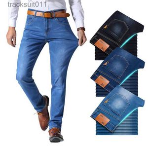 Jeans pour hommes Brother Wang Style classique Hommes Marque Jeans Business Casual Stretch Slim Denim Pantalon Bleu Clair Pantalon Noir L230926