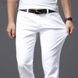 Heren jeans broer Wang Men White Jeans Fashion Casual Classic Style Slim Fit zachte broek mannelijk merk Advanced Stretch Pants W0413