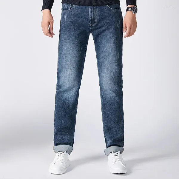 Jeans para hombres BROWON para hombres Pantalones 2023 Otoño e invierno Ligeramente elástico Espesado Casual Recto Regular Fit Ropa