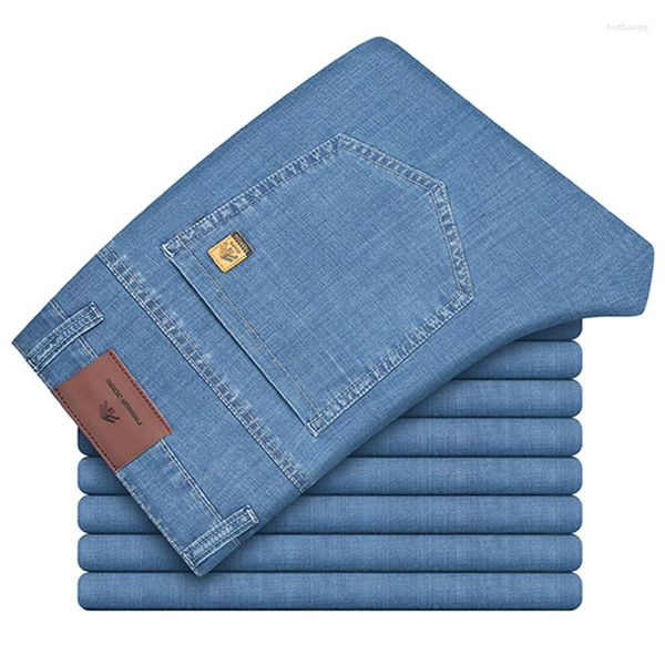 Jeans pour hommes marque d'affaires mince lâche droite Stretch Denim pantalon 2023 printemps et été mâle haute qualité classique pantalon