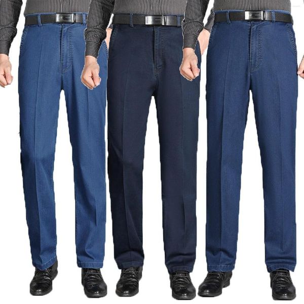 Pantalones vaqueros para hombre, informales, de negocios, para adultos, holgados, de pierna recta, pantalones vaqueros con cremallera, pantalones con bolsillos, talla 31-36 para hombre