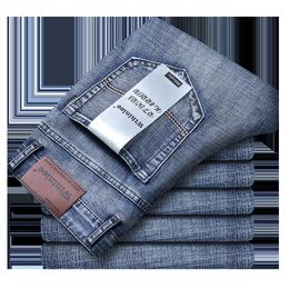 Mannen Jeans Business Casual Rechte Stretch Mode Klassieke Blauw Zwart Werk Denim Broek Mannelijke Merk Kleding Maat 32 38 230727