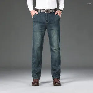Heren jeans business retro jeugdbroek lossen de hele match klassiek klassiek eenvoudige casual rechte pijpen stretch denim