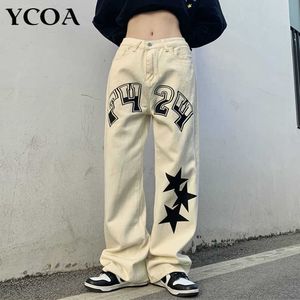 Jeans pour hommes Calas de brim femininas estrela calas de tamanho grande moda coreana hip hop harajuku cintura alta y2k streetwear esttica roupas femininas J230420