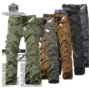 Jeans Men's Jeans Camuflage Casual Pants de estilo coreano Holla suelta Multiplacal de bolsillo.