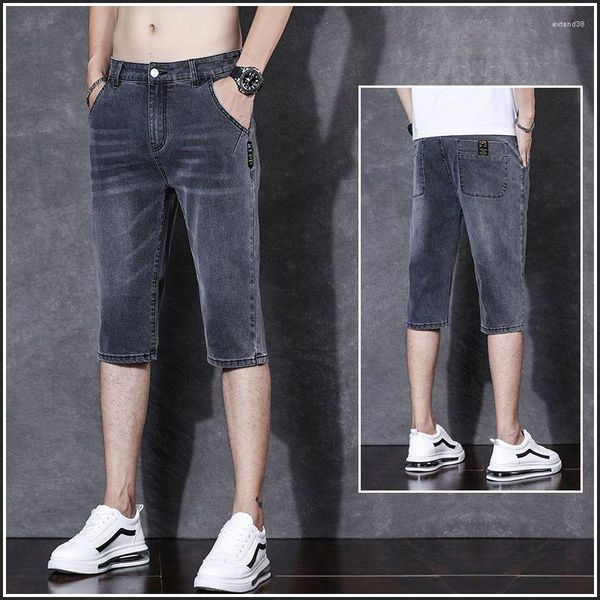 Pantalones vaqueros para hombre Capris Summer Thin Fit Straight 2023 Pantalones Trend Casual Fashion Brand Denim Shorts