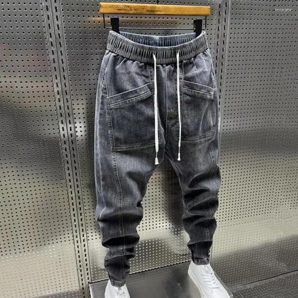 Pantalones de carga de jeans para hombres joggando algodón casual de algodón casual de longitud completa