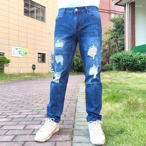 Jeans pour hommes Casual Marque Mode Noir Bleu Moto Homme Denim Pantalon Trou Ruiné Grande Taille De Luxe Garçon Long Pantalon