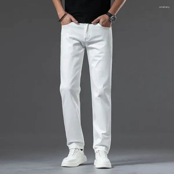 Jeans masculin en coton décontracté denim quatre saisons pantalons de taille moyenne consécutifs