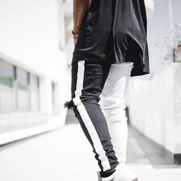 Jeans pour hommes Casual Fashion Denim Pantalon Vintage Évider Blanc Noir Patchwork Lavé Effiloché Détruire Lavage Hip Hop Pantalon Maigre