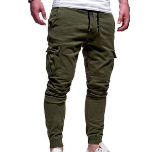 Heren jeans casual joggers broek vaste kleur mannen katoen elastische lange broeken pantalon homme militaire vrachtbroek leggings 230503