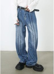 Herrenjeans, lässig, koreanische Version, locker sitzend, gerades Bein, Nischendesign, trendige High Street, weite Hosen