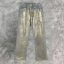 Jeans para hombres Casual Laser Blue Gold Pantalones Micro Elásticos para hombres y mujeres Spring Baggy Club Outfit Punk Hip Hop