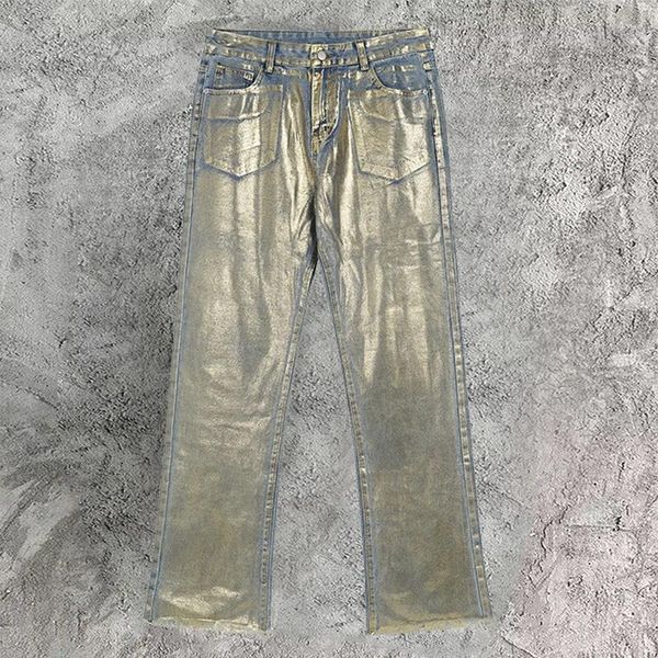 Jeans pour hommes Casual Laser Blue Gold Pantalon Micro Élastique pour hommes et femmes Spring Baggy Club Outfit Punk Hip Hop