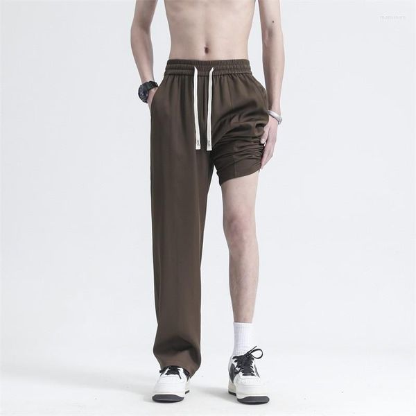 Jeans para hombres Pantalones casuales Verano Hielo Fino Suelto Pierna recta Amplia con volantes y guapo Drape Deportes