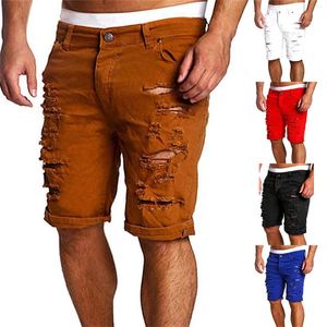 Jeans pour hommes Shorts décontractés printemps été déchiré lavé mince droit maigre 4 8