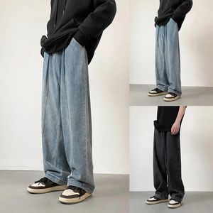 Jeans para hombres Casual Vintage Hombres Pantalones Moda Suelta Tallas grandes High Street Pantalones de pierna ancha Pantalones de chándal de gasa coreana Techwear 2024
