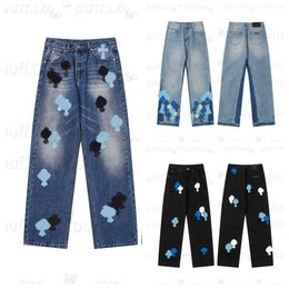 Herenjeans Ch Jeans Designer herenjeans gemaakt van oude wassing broek met rechte pijpen letter kruisprint heren en dames casual lange zwart blauwe straatjeans