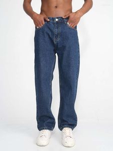 Jeans pour hommes CHENXIAN2023 Jambe droite All-Match Couleur unie pour hommes et femmes Même style Non élastique Légère Flare Bleu foncé