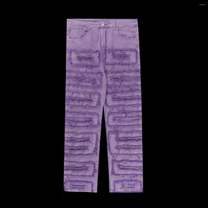 Jeans pour hommes Chic Design Rayé Gland Hommes Femmes Rouge Baggy Pantalon Foncé Hombre Hip Hop Streetwear Droit Punk Denim Pantalon Unisexe