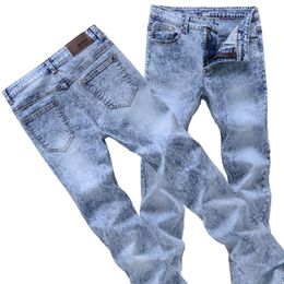 Jeans para hombres CHOLYL Skinny Grayblue Denim Moda Lápiz Pantalones Slim Long 220827