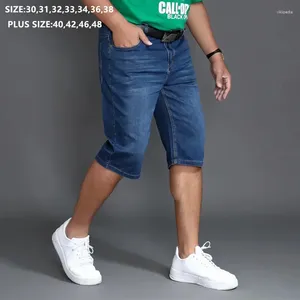 Jeans pour hommes Classic Denim Shorts Homme Été Taille haute Homme Mâle Surdimensionné Plus Taille 40 42 46 48 Hommes Élastique Bleu Hommes