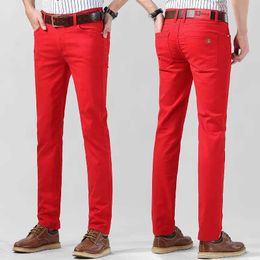 Jeans pour hommes Mode classique Hommes Tendance Marque Jeans Business Taille haute Stretch Droit Lake Blue Denim Pantalon Rouge Jaune Casual PantsL231017
