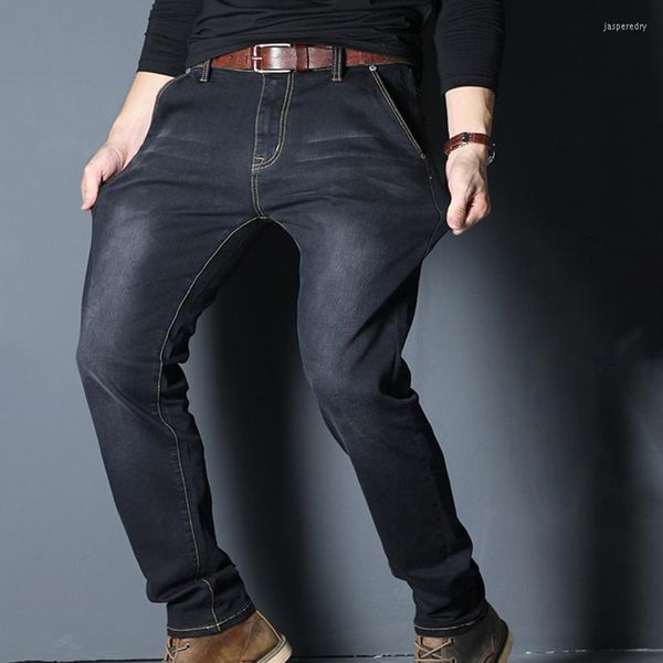 Jeans para hombre Clásico Ocio Estilos básicos Hombres Tallas grandes 32-48 Pantalones rectos de negocios Hombre de alta calidad