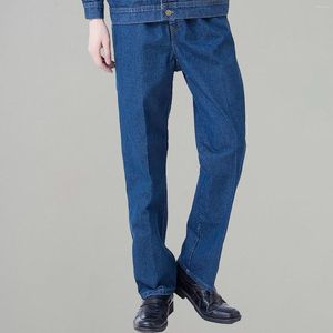 Jeans Homme Classique Solide Bleu Double Poche Sportif Décontracté Travail Filles Pantoufle Marque Ub155